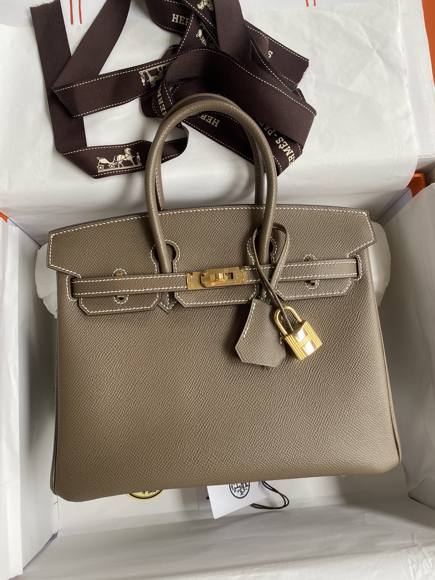 Hermes Birkin 25CM Epsom Leather Handbag Origan